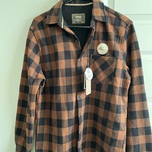 NOMAD Buffalo Plaid Flannel Thermal Lined Shirt Jacket Brown Black Small. NWT